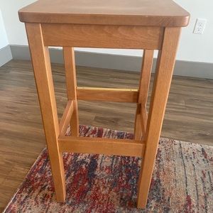 Wood side table and stool.
